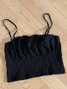 Abercrombie & Fitch Black Smocked Cropped Tank Size S NWOT